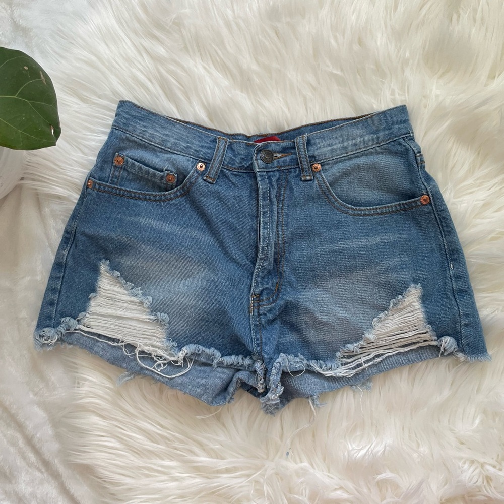 Signature8 Distressed Denim Shorts